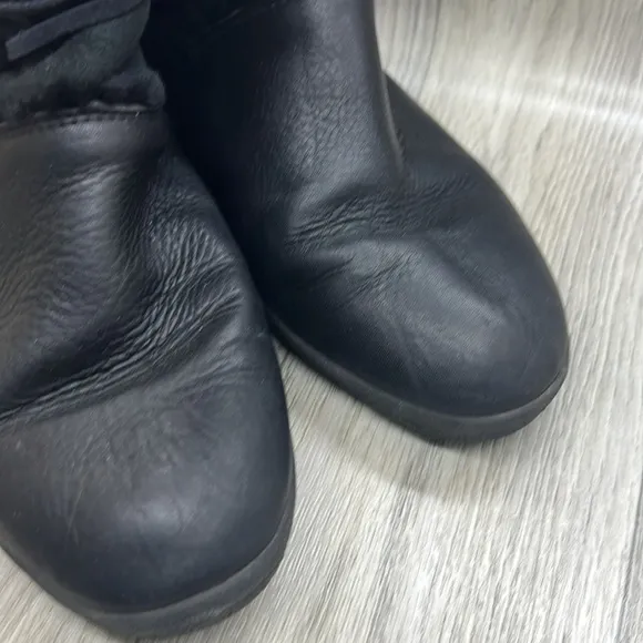 TECNICA Black Leather &amp; Shearling Tribal Print Mid-Calf Winter Boots