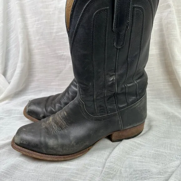 Tecovas JACKSON Calf Leather Square Toe Cowboy Western Black Boots Men Sz 13 D