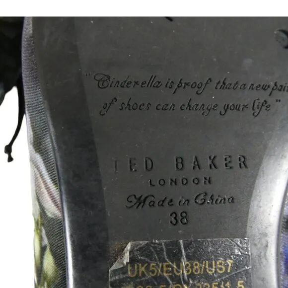 Ted Baker London Imme floral ballet flats shoes NEW Size US 7 EU 38 #855