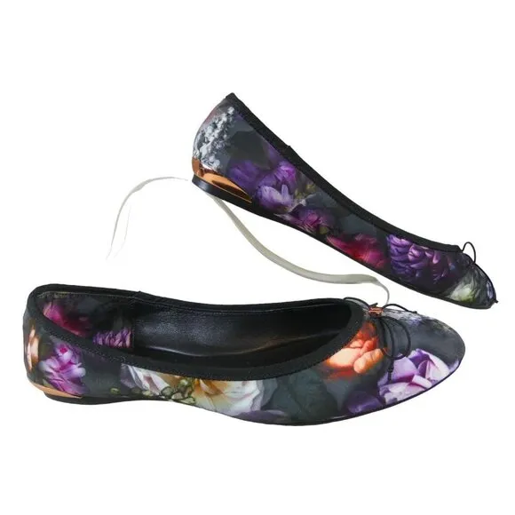 Ted Baker London Imme floral ballet flats shoes NEW Size US 7 EU 38 #855