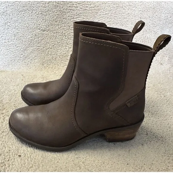 Teva Anaya Chelsea Brown Waterproof Leather Boots 1103230 Women’s Size 10