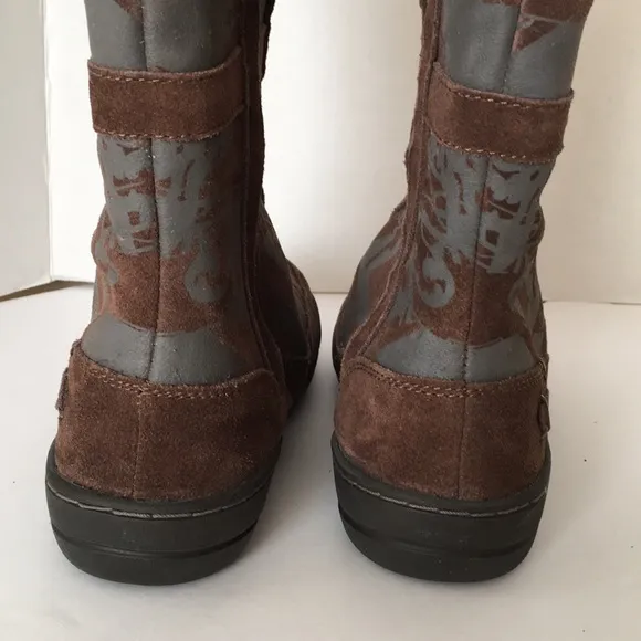 TEVA Cara Kiru Leather Boot Lace Up Detail Faux Fur Lined Weatherproof Kids Sz 5