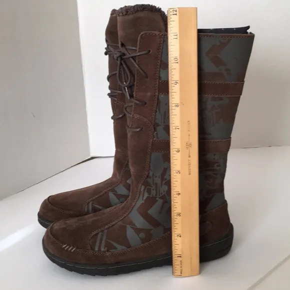 TEVA Cara Kiru Leather Boot Lace Up Detail Faux Fur Lined Weatherproof Kids Sz 5