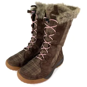 Teva Faux Fur Plaid Lace Up Boots Size 4 US