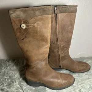Teva Jade Cove Insulated Knee High Low Wedge Brown Boots Size 7.5