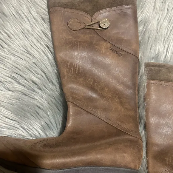Teva Jade Cove Insulated Knee High Low Wedge Brown Boots Size 7.5