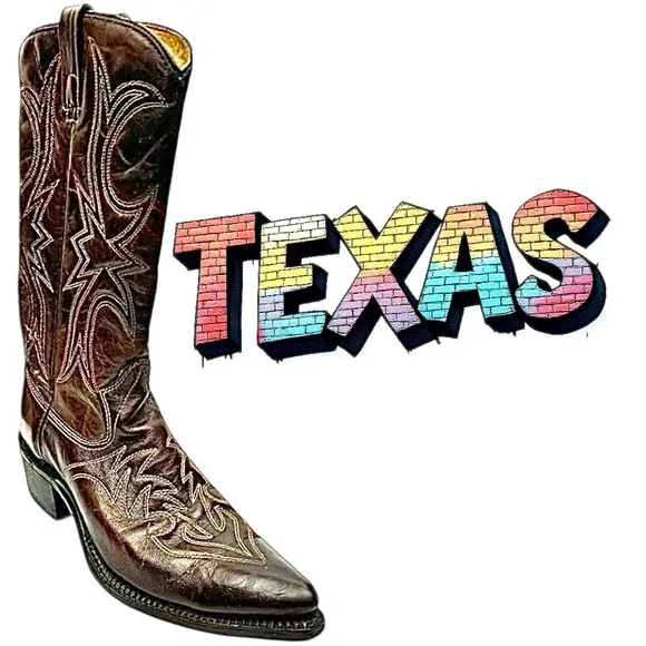 TEXAS Brand Cowboy Boots Brown Leather Men’s Size 8.5 D Made in USA Pre-Owned