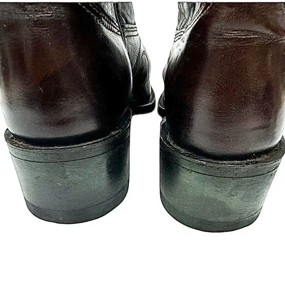 TEXAS Brand Cowboy Boots Brown Leather Men’s Size 8.5 D Made in USA Pre-Owned