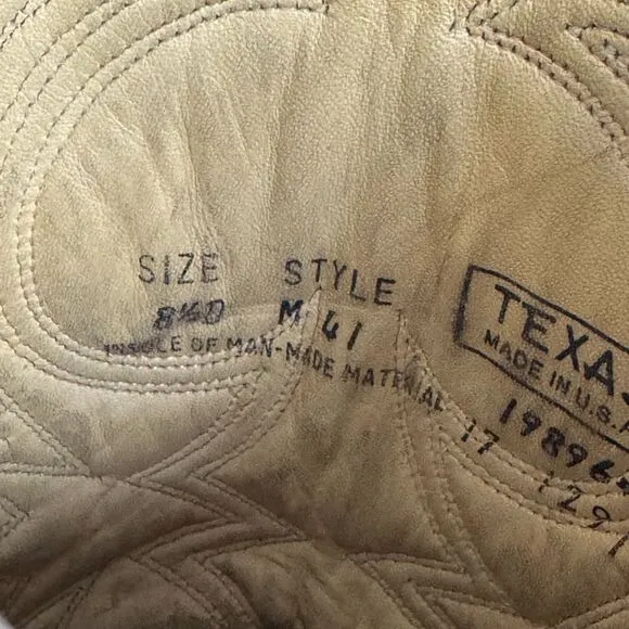 TEXAS Brand Cowboy Boots Brown Leather Men’s Size 8.5 D Made in USA Pre-Owned