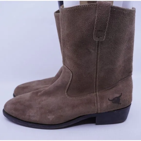 Texas Steer Boots Mens Size 11 Suede Oil Resistant Sole Engineer Mid Calf