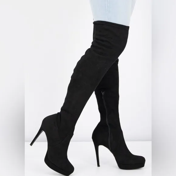 Thalia Sodi Women Medium Clarissa Over The Knee Boots, Black