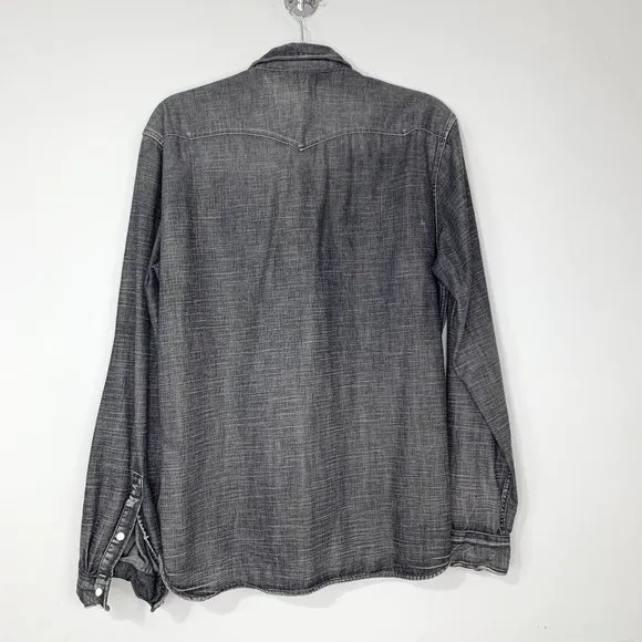 THE KOOPLES Faded Grey Denim Shirt With Western Details Sz L