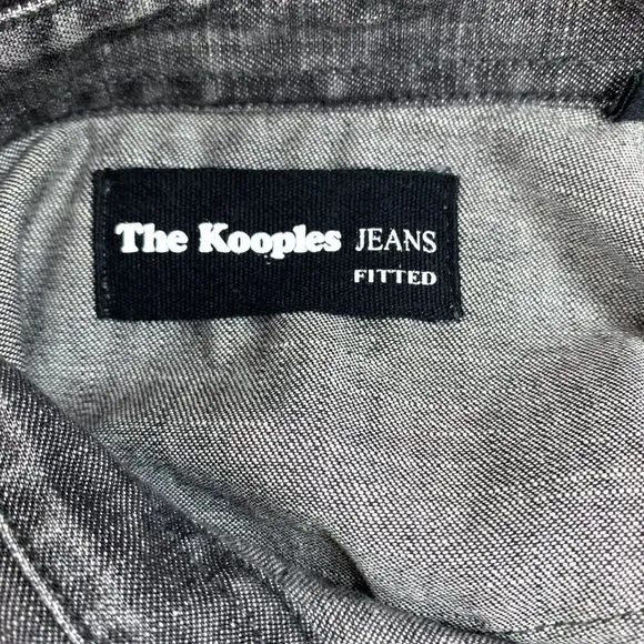 THE KOOPLES Faded Grey Denim Shirt With Western Details Sz L