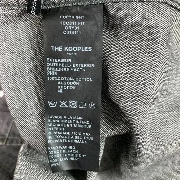 THE KOOPLES Faded Grey Denim Shirt With Western Details Sz L