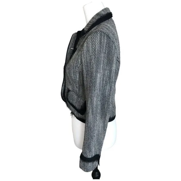 The Limited Cropped Tweed Black and White Faux Fur Office Casual jacket Sz XS