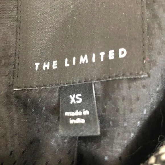 The Limited Cropped Tweed Black and White Faux Fur Office Casual jacket Sz XS