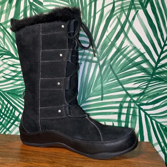The North Face 200g Black Suede Primaloft Faux Fur Lace Boots Women’s 9
