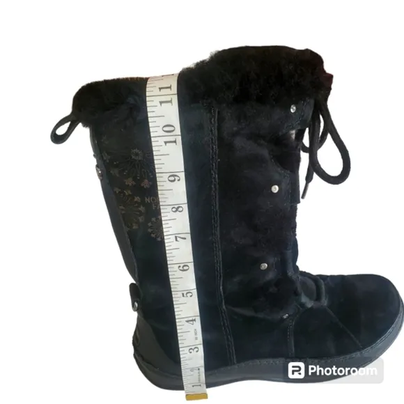 THE NORTH FACE Abby ll Black Nubuck LaceUp Insulated Winter Boots Women's Size 8