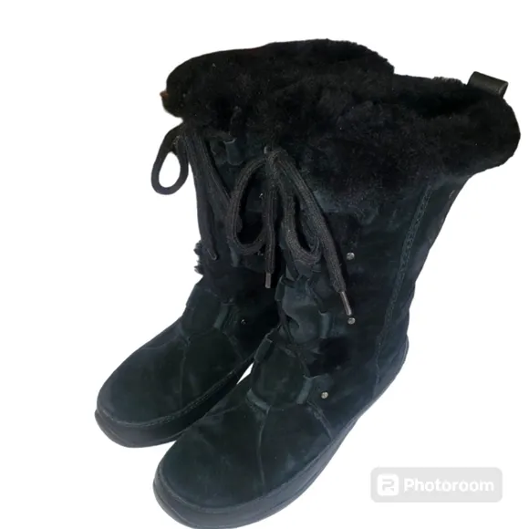 THE NORTH FACE Abby ll Black Nubuck LaceUp Insulated Winter Boots Women's Size 8