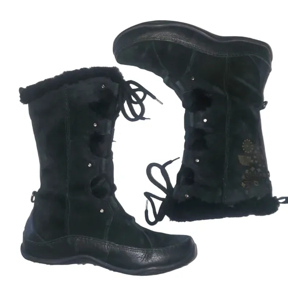 THE NORTH FACE Abby ll Black Nubuck LaceUp Insulated Winter Boots Women's Size 8