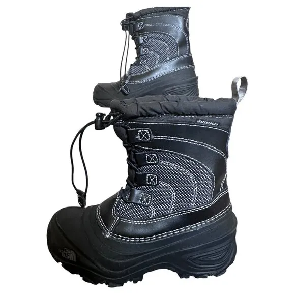 The North Face Alpenglow IV Waterproof Snow Boots Insulated Black Size Kids 12