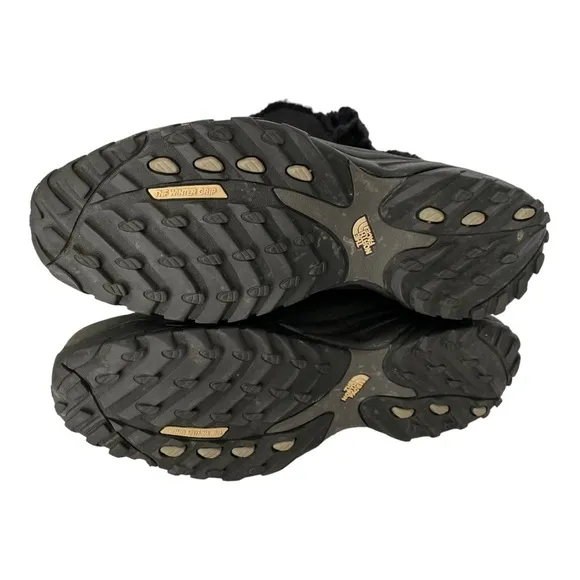 The North Face Black Suede Leather Boots, Insulated Winter Tall Boots Fold Over