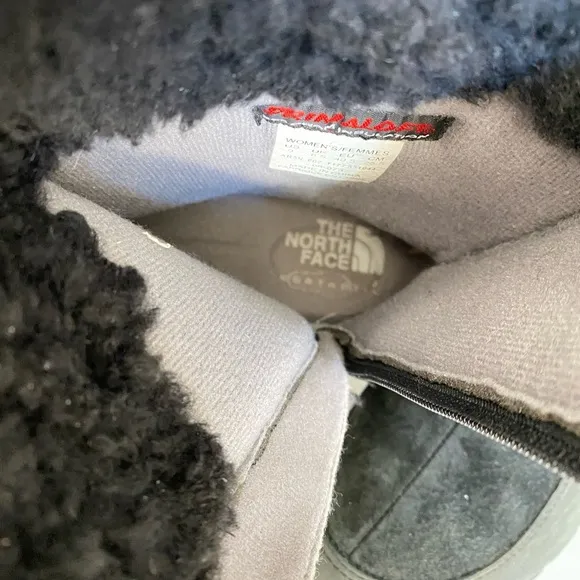 The North Face Black Suede Leather Boots, Insulated Winter Tall Boots Fold Over