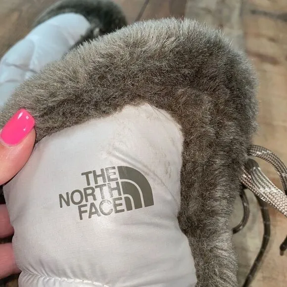 THE NORTH FACE Icepick Nuptse white goose down white winter boots size 10