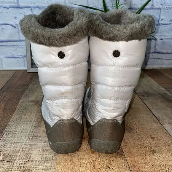THE NORTH FACE Icepick Nuptse white goose down white winter boots size 10