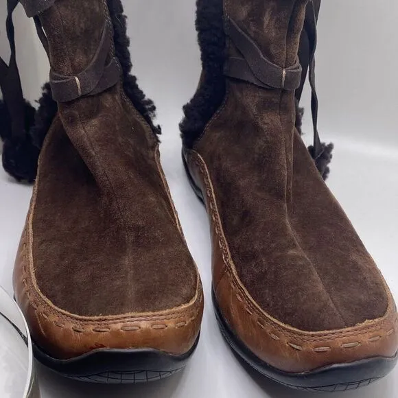 The North Face Isabel I Winter Boots Women's Size 10 Brown Leather Side Zip