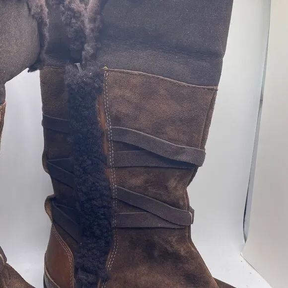 The North Face Isabel I Winter Boots Women's Size 10 Brown Leather Side Zip
