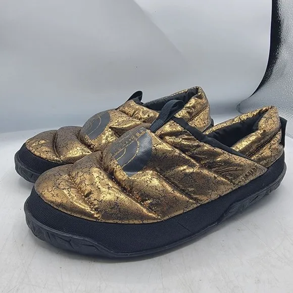 The North Face Nuptse Mule Womens 8 Metallic Bronze Gold Slippers Goose Down