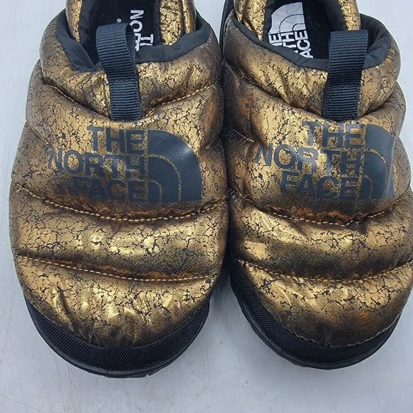 The North Face Nuptse Mule Womens 8 Metallic Bronze Gold Slippers Goose Down