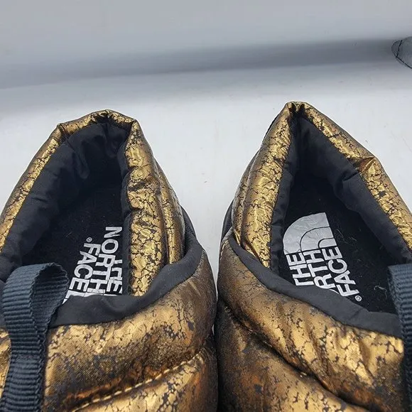 The North Face Nuptse Mule Womens 8 Metallic Bronze Gold Slippers Goose Down