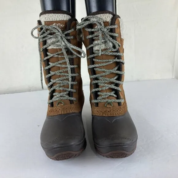 The North Face Shellista Womens Sz 6 Brown Leather Insulated Winter Snow Boots