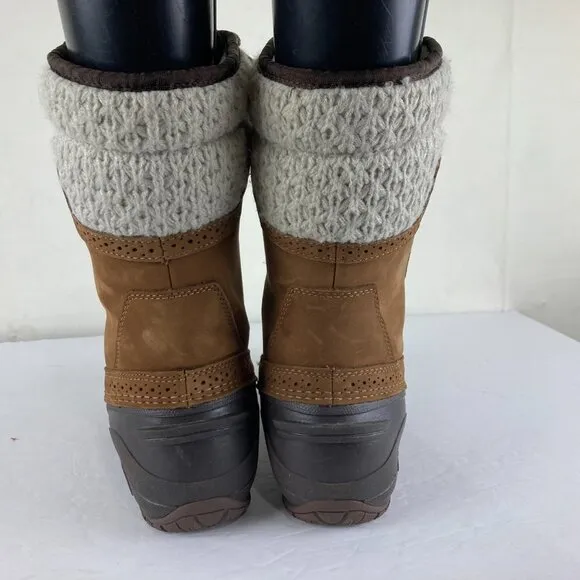 The North Face Shellista Womens Sz 6 Brown Leather Insulated Winter Snow Boots