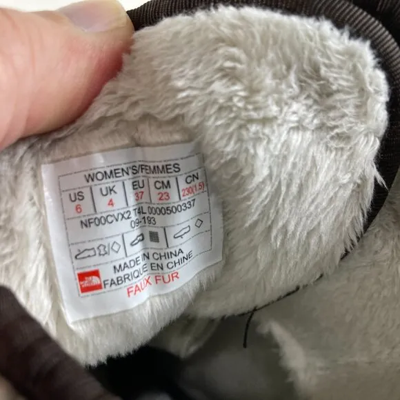 The North Face Shellista Womens Sz 6 Brown Leather Insulated Winter Snow Boots