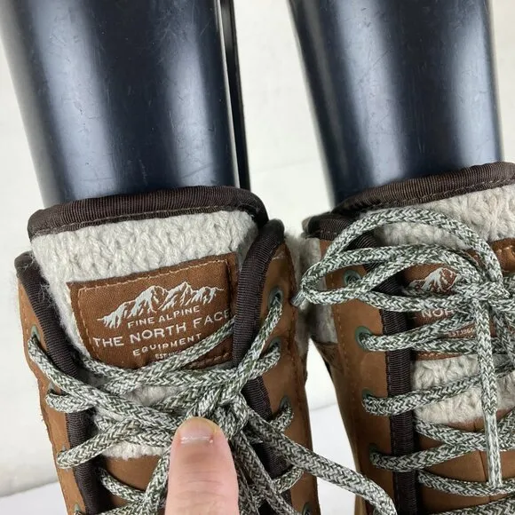 The North Face Shellista Womens Sz 6 Brown Leather Insulated Winter Snow Boots