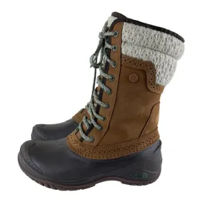 The North Face Shellista Womens Sz 6 Brown Leather Insulated Winter Snow Boots