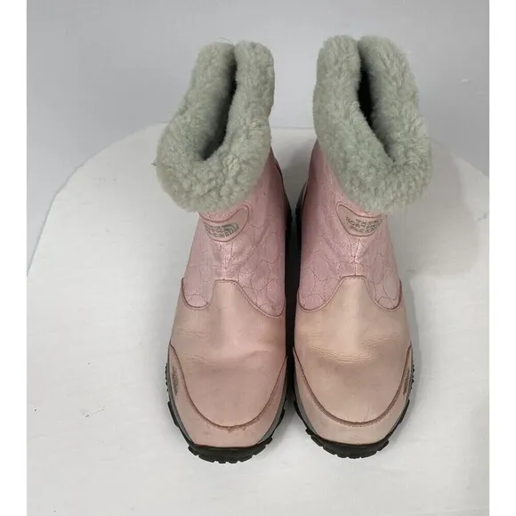 The North Face Winter Boots Women SZ 9 Pink Fur Shoes Primaloft 200g 551044 Warm