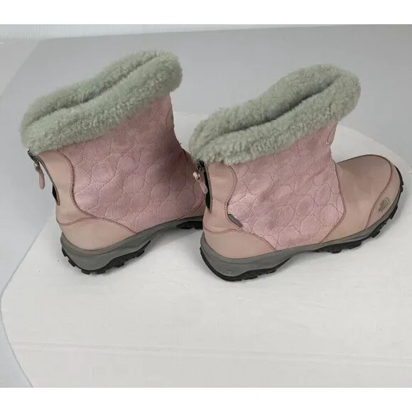 The North Face Winter Boots Women SZ 9 Pink Fur Shoes Primaloft 200g 551044 Warm