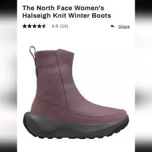 The North Face Women's Halseigh Knit Winter Boots $170 Purple 6.5 Snow Ski Shoes