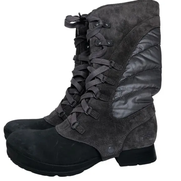 The North Face Zophia Lace Up Tall Boots Sz 8 Insulated Nubuck Waterproof