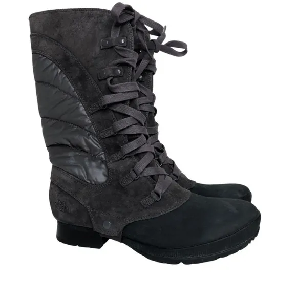 The North Face Zophia Lace Up Tall Boots Sz 8 Insulated Nubuck Waterproof