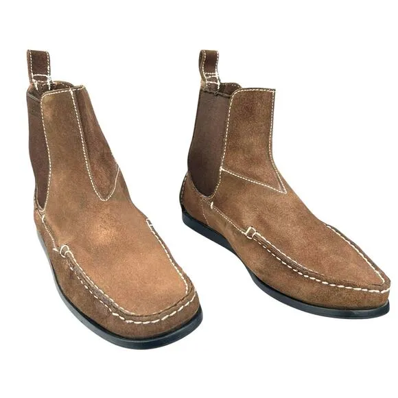 The Original Car Shoe X Prada Brown Suede Moccasin Ankle Boot Size 39 US 9