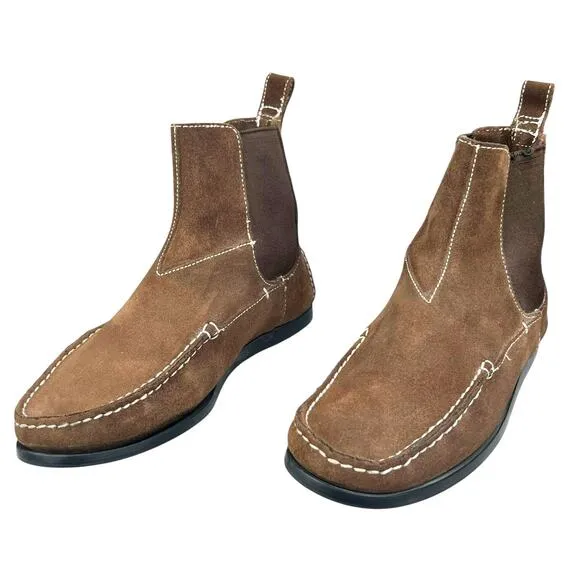 The Original Car Shoe X Prada Brown Suede Moccasin Ankle Boot Size 39 US 9