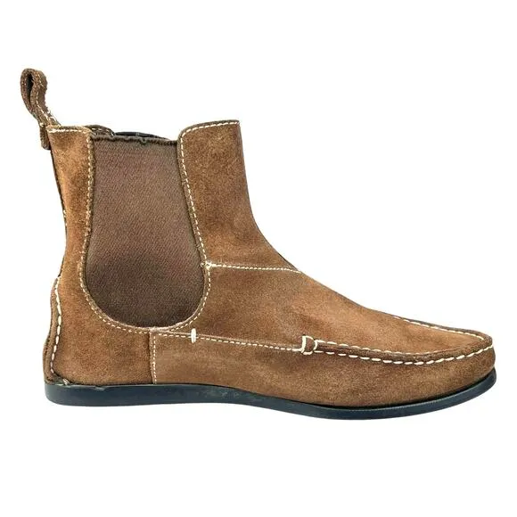 The Original Car Shoe X Prada Brown Suede Moccasin Ankle Boot Size 39 US 9