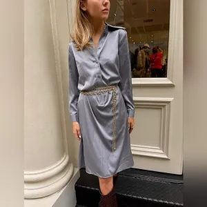 The Silky Chain Shirtdress Dusty Blue