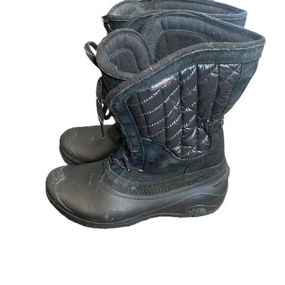 The North Face Womens Black Thermoball Utility Winter Lace Up Insulated …