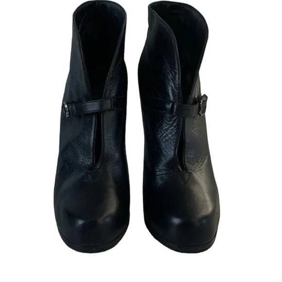 Theory Black Leather Ankle Boots